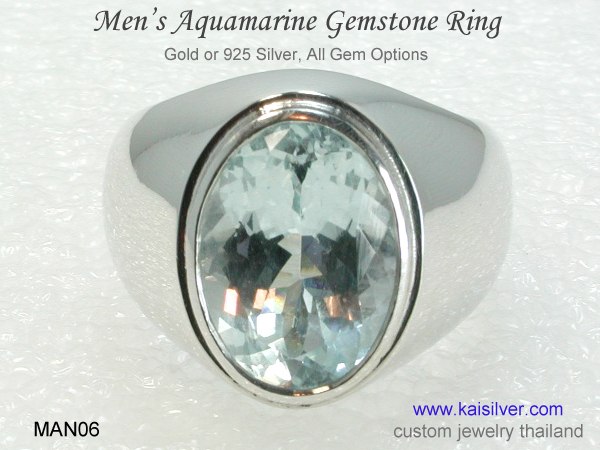 aquamaring men's ring