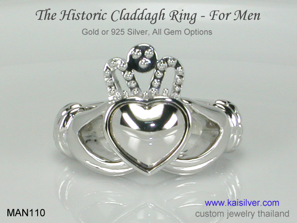 men's silver claddagh ring
