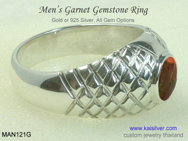 custom men's ring with garnet