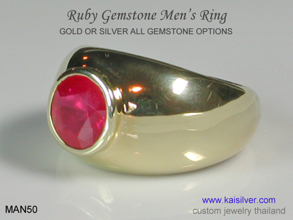men's gold ring with ruby gemstone