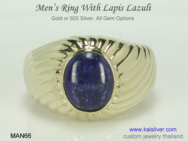 custom men's ring with lapis lazuli