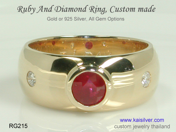 gemstone band ring for men with ruby